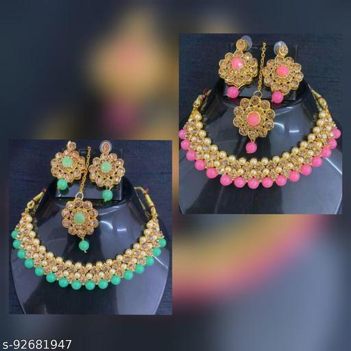 AD-Fashion-Store-Combo-Jewellery-Necklace-with-Matching-Earrings-and-Mang-Tike,-Colorful-Jewellery-Necklace,-Trendy-Product,-New-Arrivals,-Jewellery-for-Girls-and-Women,-Fashionable-Jewellery