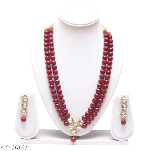 Maroon-Pearls-Jewellery-Set-For-WOmne