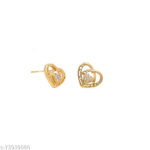 SAIYONI Brass AD Stone Studded Heart Shape Valentine Special Tops Earring For Women