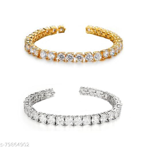 silver and gold crystal tennis bracelet pack of 2
