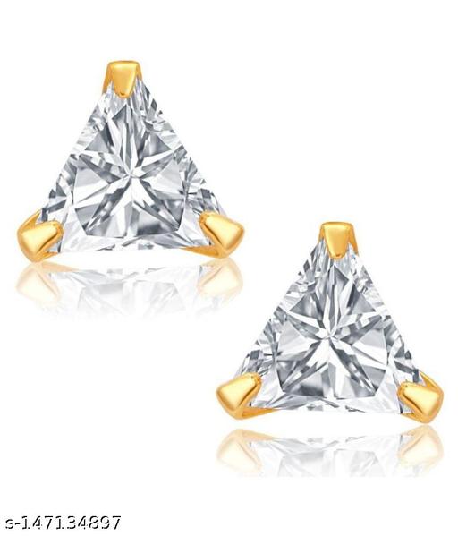 Fashion Frill Single Stone Triangle Shape Earring