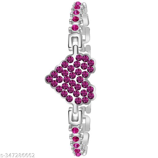 Most Selling Latest Trending PURPLE Heart Bracelet for Girls, Ethnic Partywear, Festive, Girls Accessory, Silver Bracelet, Stone Bracelet, Gift, Best Quality, Designer Bracelet, Trendy Jwellery for Women. (Pack of 1)
