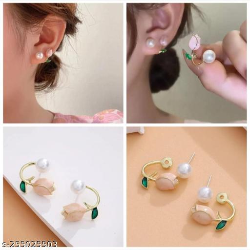 KOREAN PINK ROSE STUD EARING.