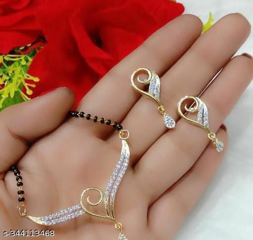 Allure-American-Diamond-Flamingo-1-Gram-Gold-Plated-Fancy-Mangalsutra-For-Women-Stylish-(-18-inch-)