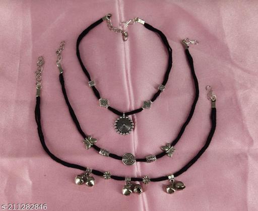 Silver plated Anklet For Girls ( Pack of 3 pics )