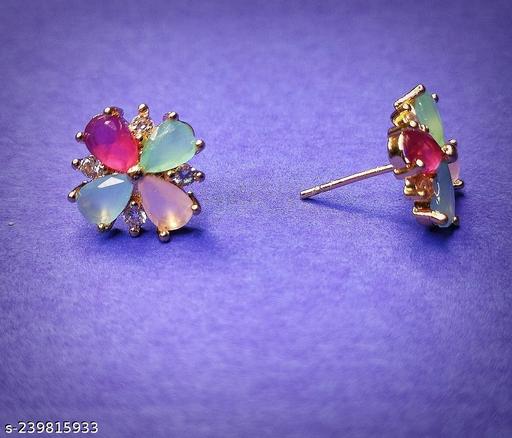 Unique Style Multicolor Stone Stud Earrings