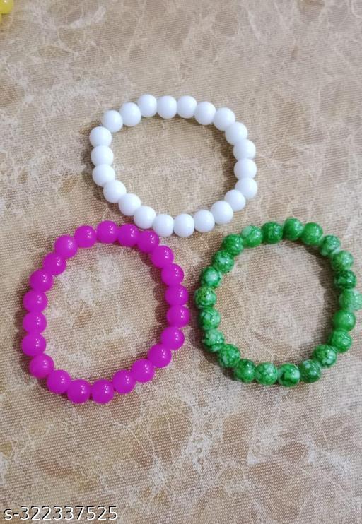 NEELAM CRYSTALS ROUND PLAIN & PRINTED BEADS BRACELET FOR WOMEN & GIRLS AND MEN AND FOR YOUR MOTHER,FATHER,SISTER,CUTE BROTHER.& UR LOVELY FRIENDS ( PACK OF 3 )