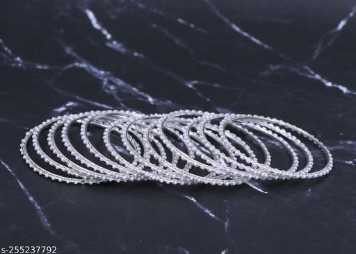 Shivarth Moti Design Pearl Studded Fashion Traditional silver-Plated Metal Blacelets Bangles Set for Women & Girls