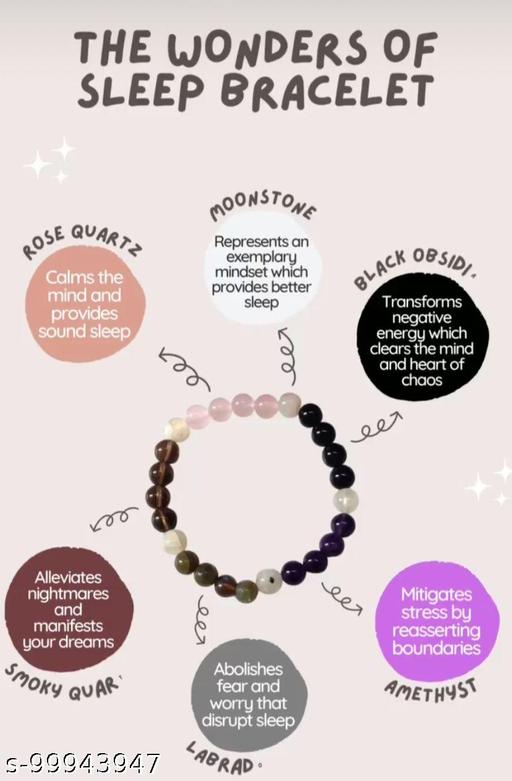 8mm Multi Color Natural Agate Stone Bracelet For Sleep Bracelet