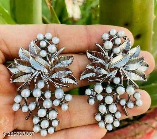 MOONSTONE Market Ruler SILVER plated FANCY Jhumka for Girls And Women.