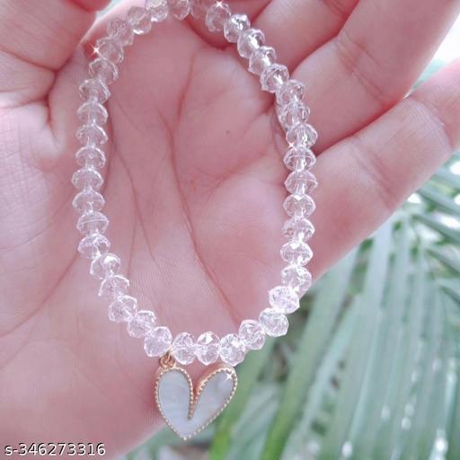 White cute heart Crystal white for braslate for women and girls.