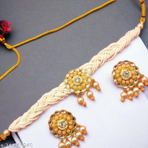 BEAUTIFUL-DESIGNER-FLORAL-PEARL-CHOKER-NECKLACE-JEWELLERY-SET-PEACH-WHITE-WITH-EARRINGS-FOR-GIRLS-AND-WOMEN