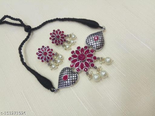 Ruby-German-Silver-Necklace-Jewellery-Set