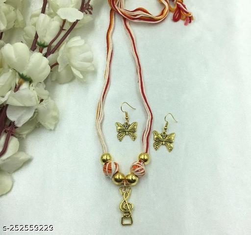 Shiny-Golden-Beads-With-Music-Notes-Butterfly-Necklace-Set