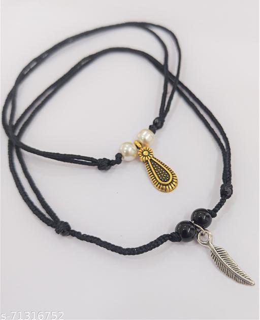go4crafts - Trend Black thread anklets COMBO for women