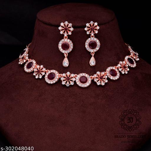 Mevada-Jewellery-Brass-Gold-Plated-Rose-Gold-Jewel-Set-(Pack-of-1)-|-Jewellery-Set-|-Necklace