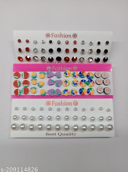 Pack of 54 Pair Earrings Super Collection of Multi Color For Woman , Kids , Girls Handicraft By CIFICA