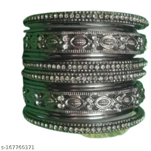 Sree Stylish Jewellery Traditional Silver Plated Black Metal Bangles Set for Girls and Women