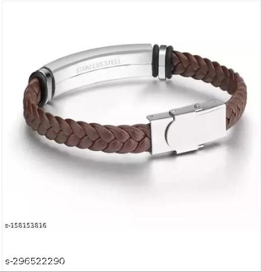 Men's Brown Magnetic Bracelet, Men's Braided Leather Bracelet, Simple Style Stainless Steel Bracelets for Men