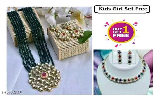 Queen-Art-Long-Green-Jewellery-set-With-Gold-Kid-Jewellery-set-Free