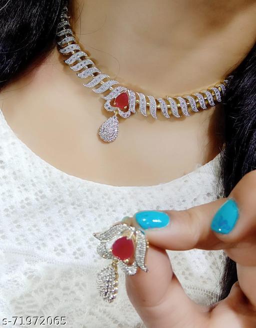 Primis-American-Diamond-Gold-Plated-Necklace-Set/Jewellery-Set-with-Earrings-for-Women