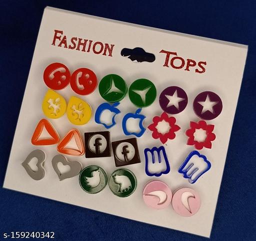 Pack of 10+2 Sets Fancy Latest Pair Earrings Super Collection of Multi Color For Woman , Kids , Girls By CIFICA