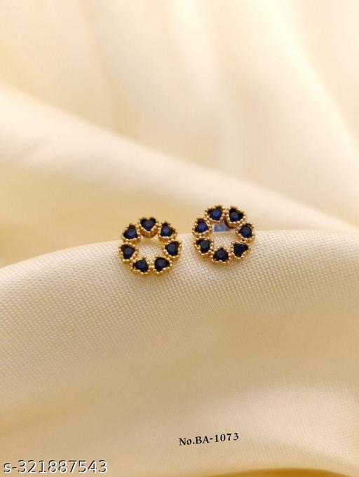 Micro Work Gold Plated American Diamond Studded Classic Stud Earrings for Girls & Women