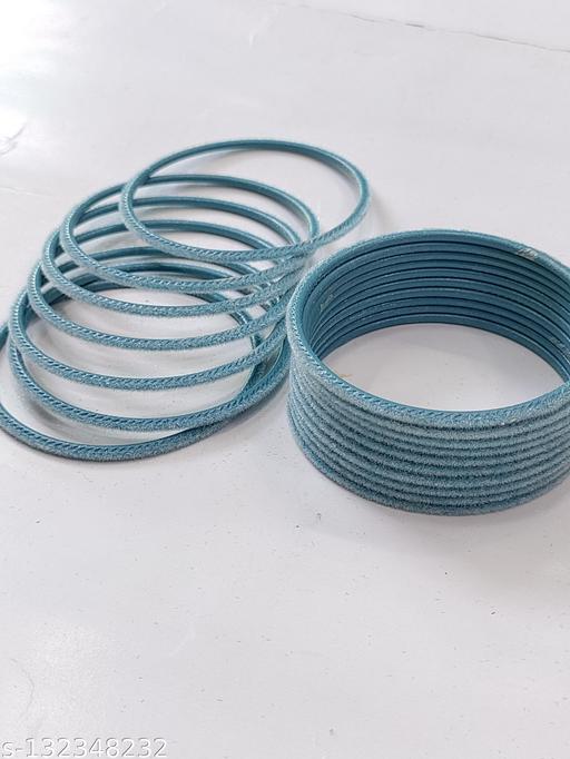Sky Blue Velvet Bangles (Pack of 24)