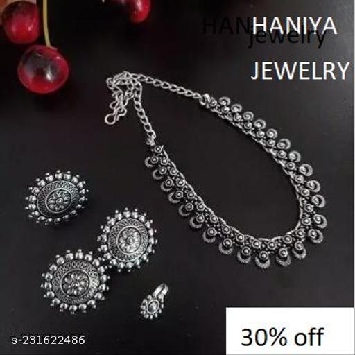 Jewellery-Oxidised-Necklace-set-choker-set-with-earrings-ring-and-nose-pin-for-women