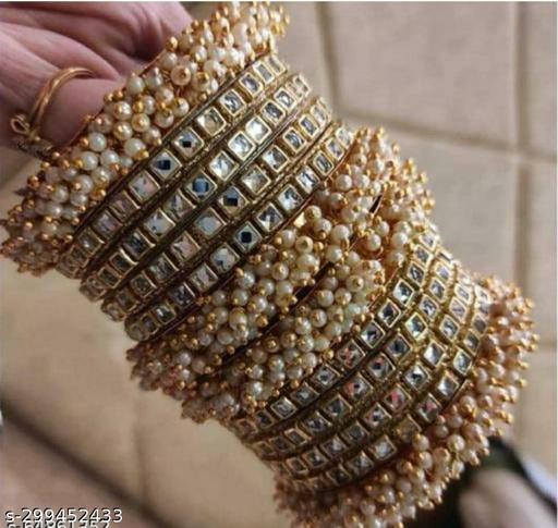 Bajara kundan set chooda mirror workwith pearls