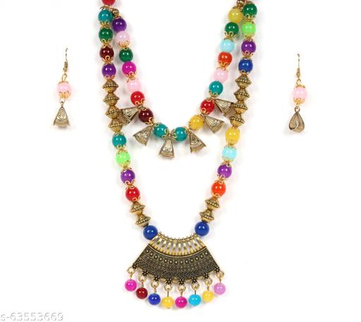 Pearls-Antique-Gold-Tone-Bridal-Collection-Long-Temple-Necklace-&-Earring-Set-For-Women-