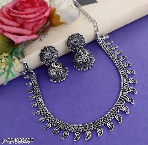 Beautiful-german-silver-oxodise-necklace-with-jhumka-by-jewellery-junciton