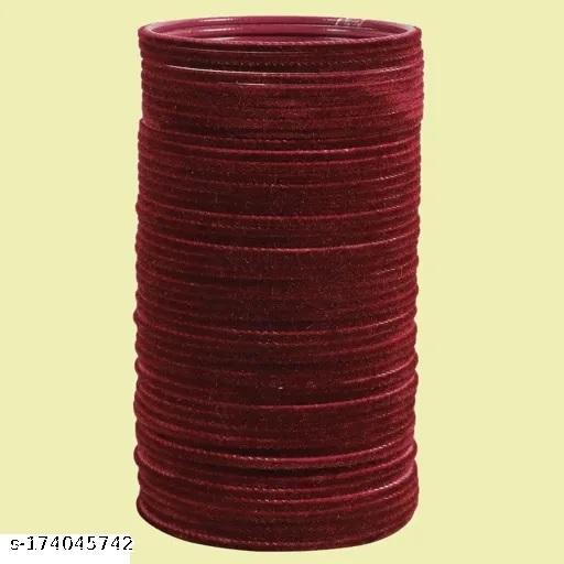 Meroon Colour Plain Metal Velvet Bangle Set for Women & Girls Jewellery Latest Ethnic 4 Dozen (Set of 48) - (GSI)Bracelet & Bangles