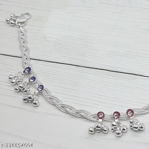 BR Ornaments Premium Anklet for All Occassions Traditional White Metal Anklets Payal Pair for Women/Girls Alloy Anklet (Pack of 2)