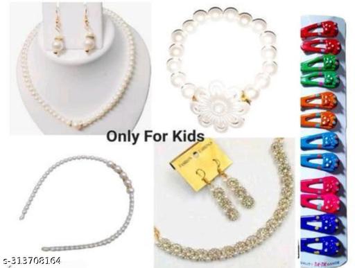 Kids-White-Neckless-Mala-&-Hairband-Gudda-Clip-For-Girls