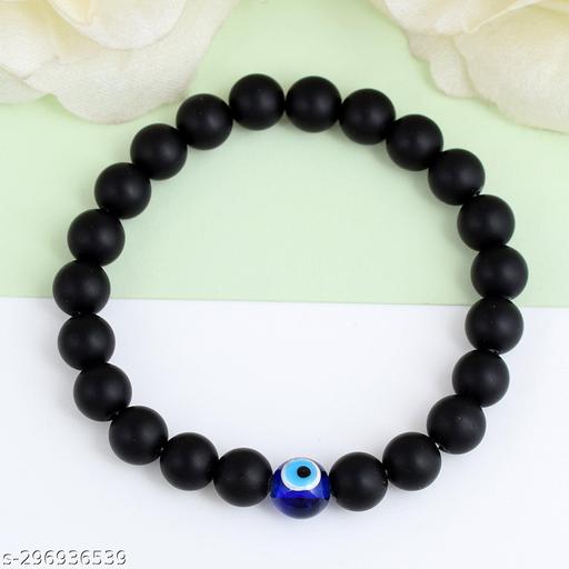 Adjustable Black Bead Eye Charm Bracelet