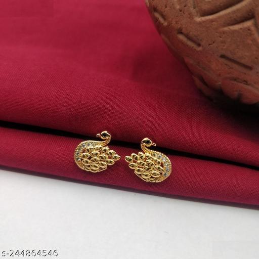 Gold Plated AD Stud Earring for Women and Girls