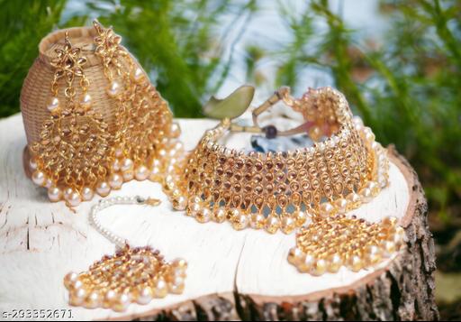 Steorra-18K-Gold-Plated-Traditional-Style-Choker-Necklace-Jewellery-Set-for-Women/Girls