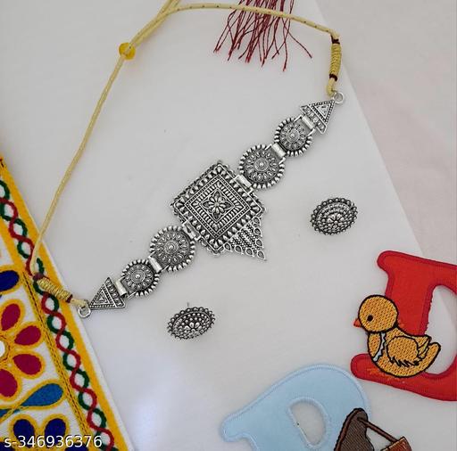 Oxidised-Silver-Choker-With-Earring