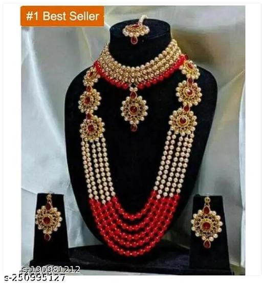 Fancify-Combo-of-choker-and-long-necklace-with-earrings-and-mangtika-Jewellery-Set