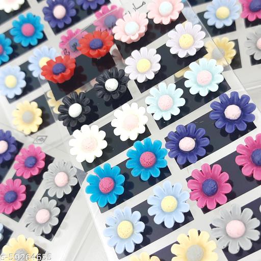 Karki Fusion 12 Pair Flower Stud Earrings (Pack of 12 Pair)