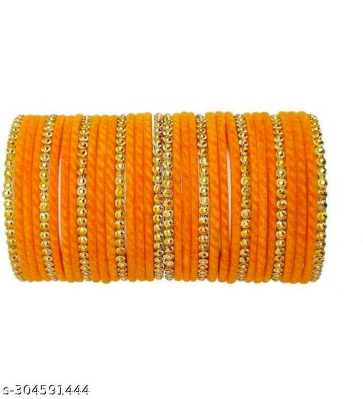 Trending fashionable party wear multi colour velvet bangle set with golden bangles 34 bangles