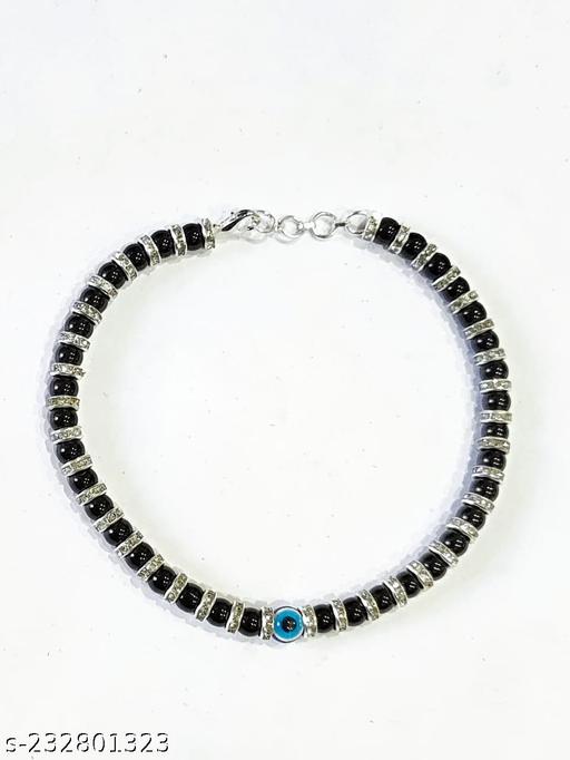 BLACK TOURMALINE WITH EVIL EYE ANKLET
