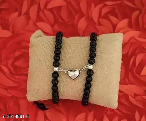 Magnetic Couple Bracelet/Band heart lovers matching/connecting /Pearls for Couples Elastic Magnetic Bracelet Stone Bracelets for Girlfriend Gift for Men/Women/girl/Boy