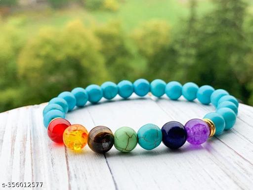 Ru Collection Beautiful Chakra Bracelet • 7 Chakra Bracelet • Women and Men • howlite turquoise stone • Heal Bracelet • Mala Bead Bracelet • Gift for her