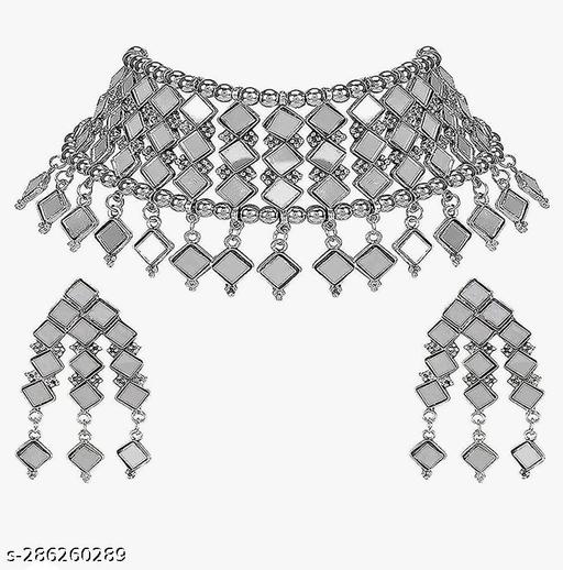 Mirror-Choker-necklace-with-earring-which-can-be-worn-with-tradition/ethnic-dresses-for-women-and-girls