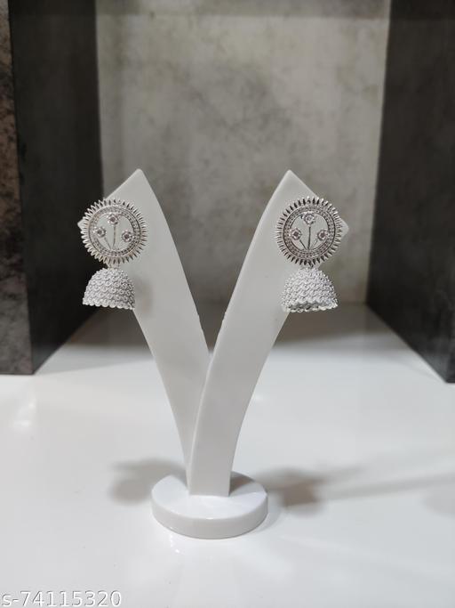 Silver oxidised flower jumka