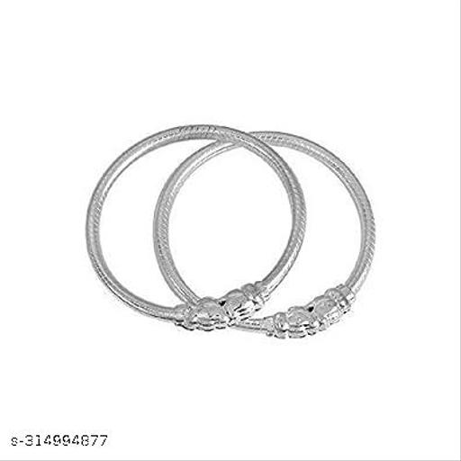 Silver Plated Kada Bangles Bangle Set Nazariya for New born baby boy girl kid Adjustable (0-9 months) 2pc