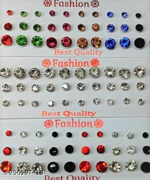 SUPERFINE STUDS CIFICA PACK OF 54 EARRINGS STUDS KIDS , GIRLS , WOMEN [ 3 SIZE STUDS ]