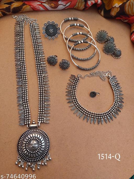 GERMAN-SILVER-OXIDISE-NECKLACE-COMBO-SET-FOR-WOMENS-AND-GIRLS-/-OXIDISE-NECKLACE-SET/-BRASS-JEWELLERY-COMBO-SET